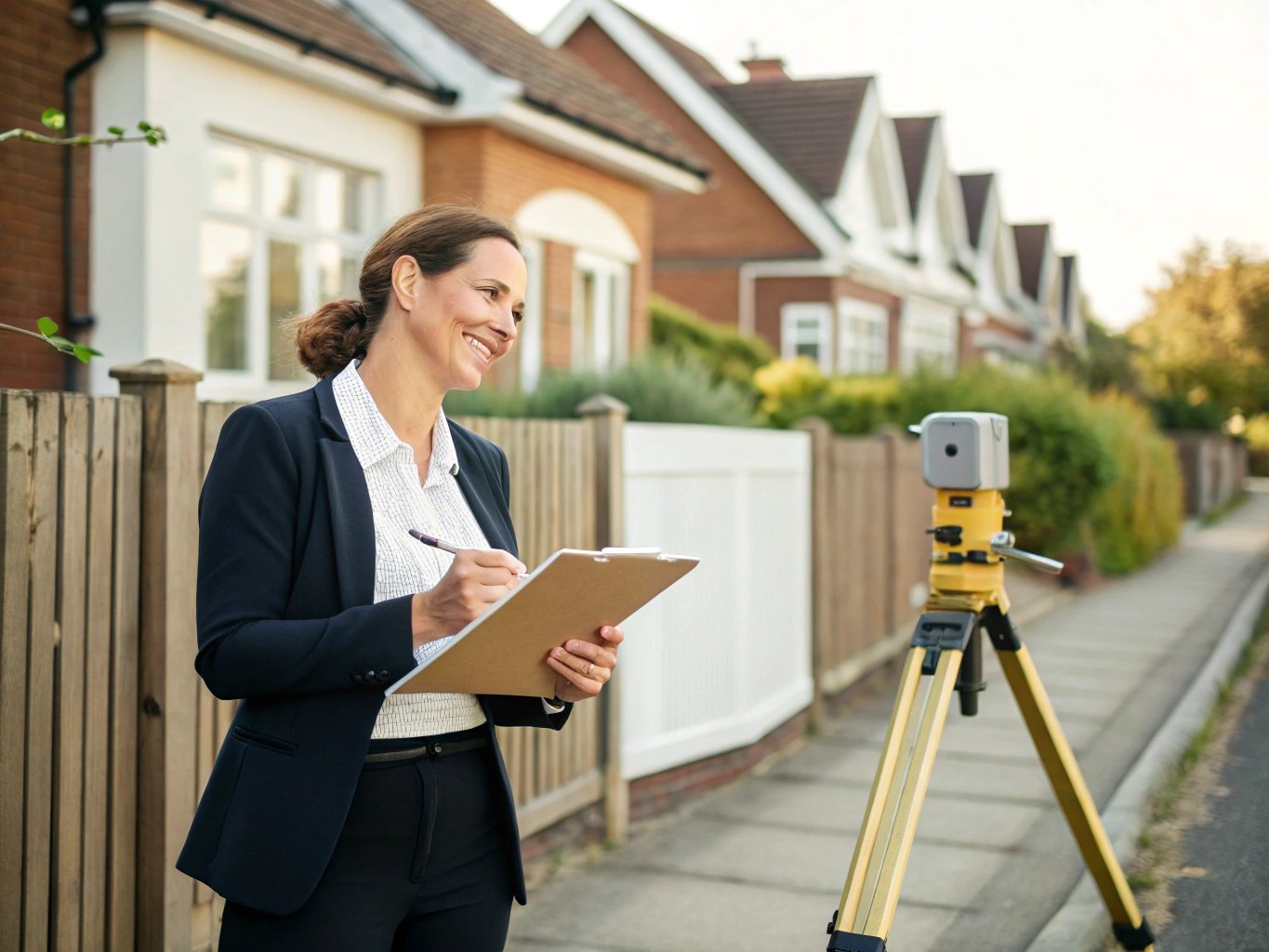 Professional female boundary surveyor